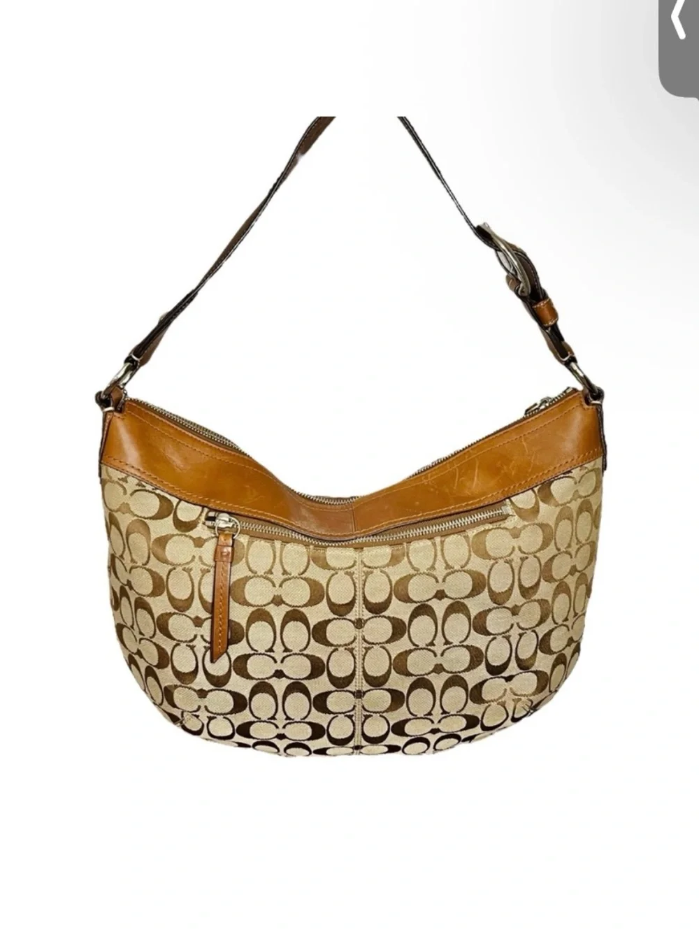 Coach SoHo Brown Leather and Signature Jacquard Shoulder Bag - Picture 2 of 14
